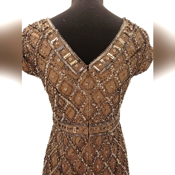 Adrianna Papell Embroidery Sequins Beaded Evening Wedding or Prom Gown - Picture 9 of 16